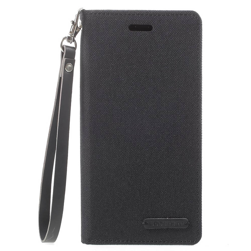 Husa Canvas iPhone X/Xs 5.8'' Stand Wallet Goospery Neagra thumb