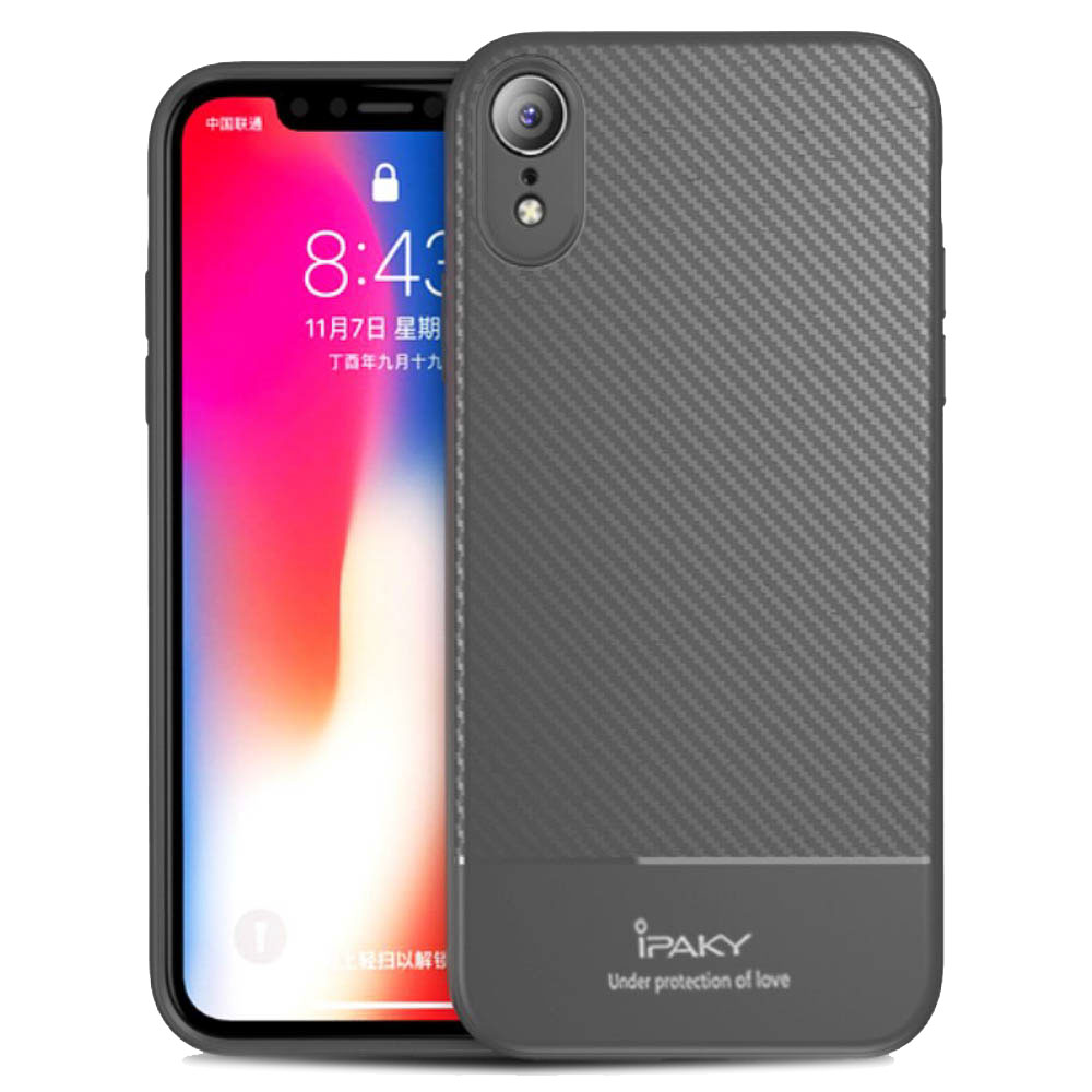 Husa Carbon Fiber iPhone XR 6.1'', Ipaky Gri thumb