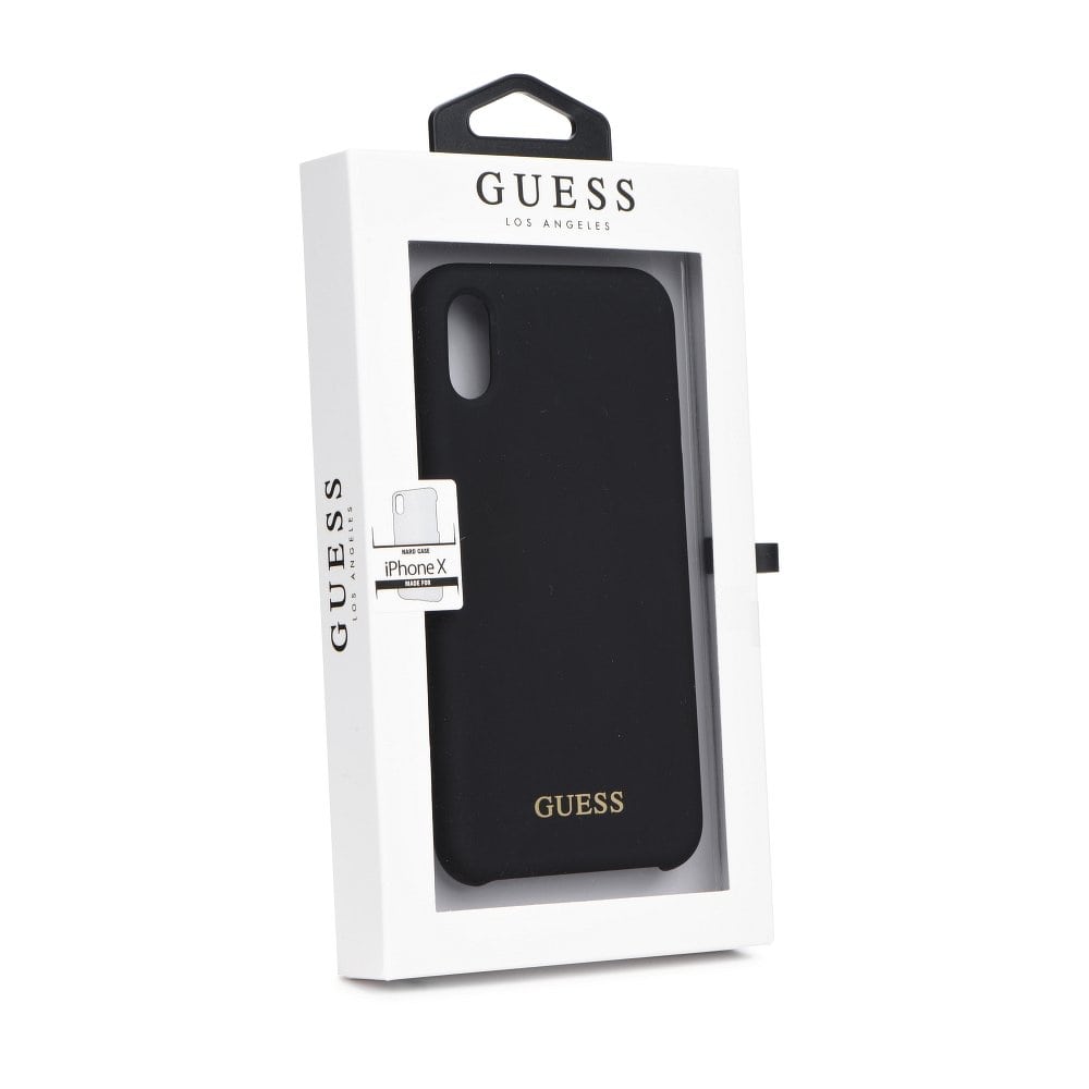 Husa Guess Silicone Cover Gold Logo iPhone X/XS, Negru thumb