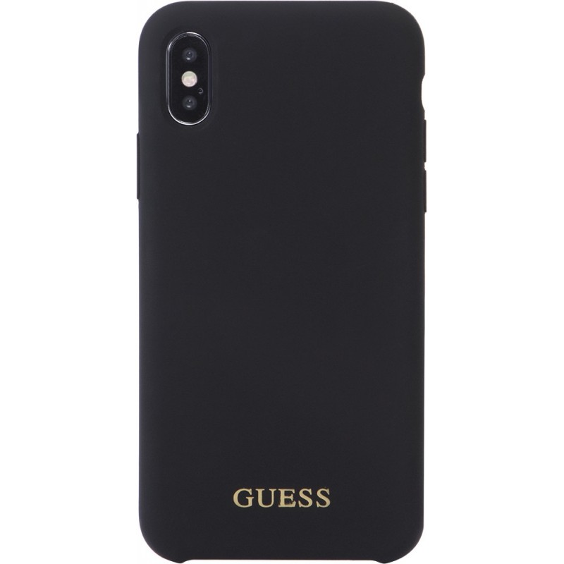 Husa Guess Silicone Cover Gold Logo iPhone X/XS, Negru thumb