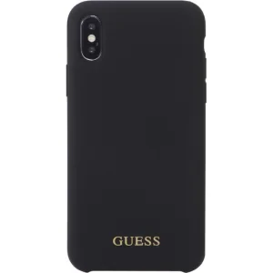 Husa Guess Silicone Cover Gold Logo iPhone X/XS, Negru