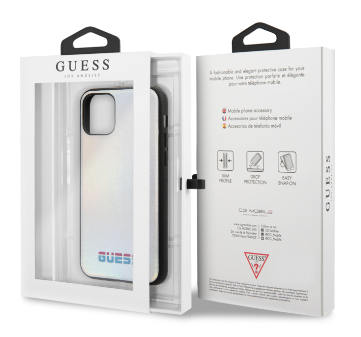 Husa Hard iPhone 11 Pro Max Iredescent Silver Pu Leather Guess thumb