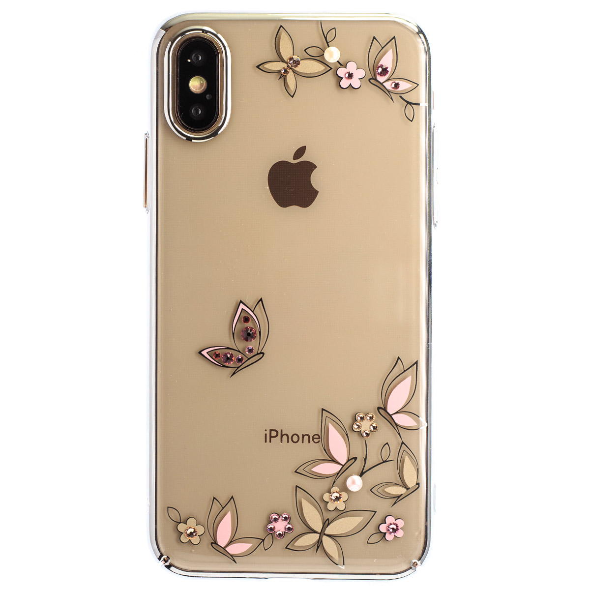 Husa Hard iPhone XS Kingxbar Blossom Series Buterfly ,Silver Frame thumb