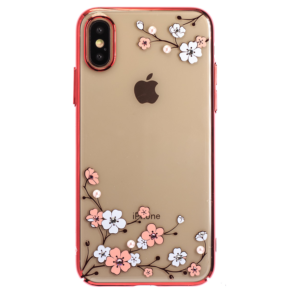 Husa Hard iPhone XS Kingxbar Blossom Series Plum, Red Frame thumb