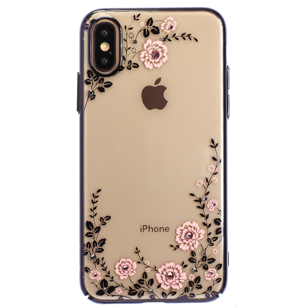 Husa Hard iPhone XS Kingxbar Flora Series, Black Frame thumb