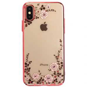 Husa Hard iPhone XS Kingxbar Flora Series, Red Frame