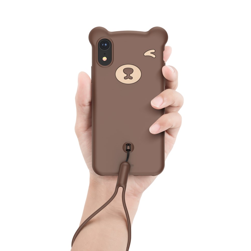 Husa iPhone XR 6.1'' Bear Silicone Maro Baseus thumb