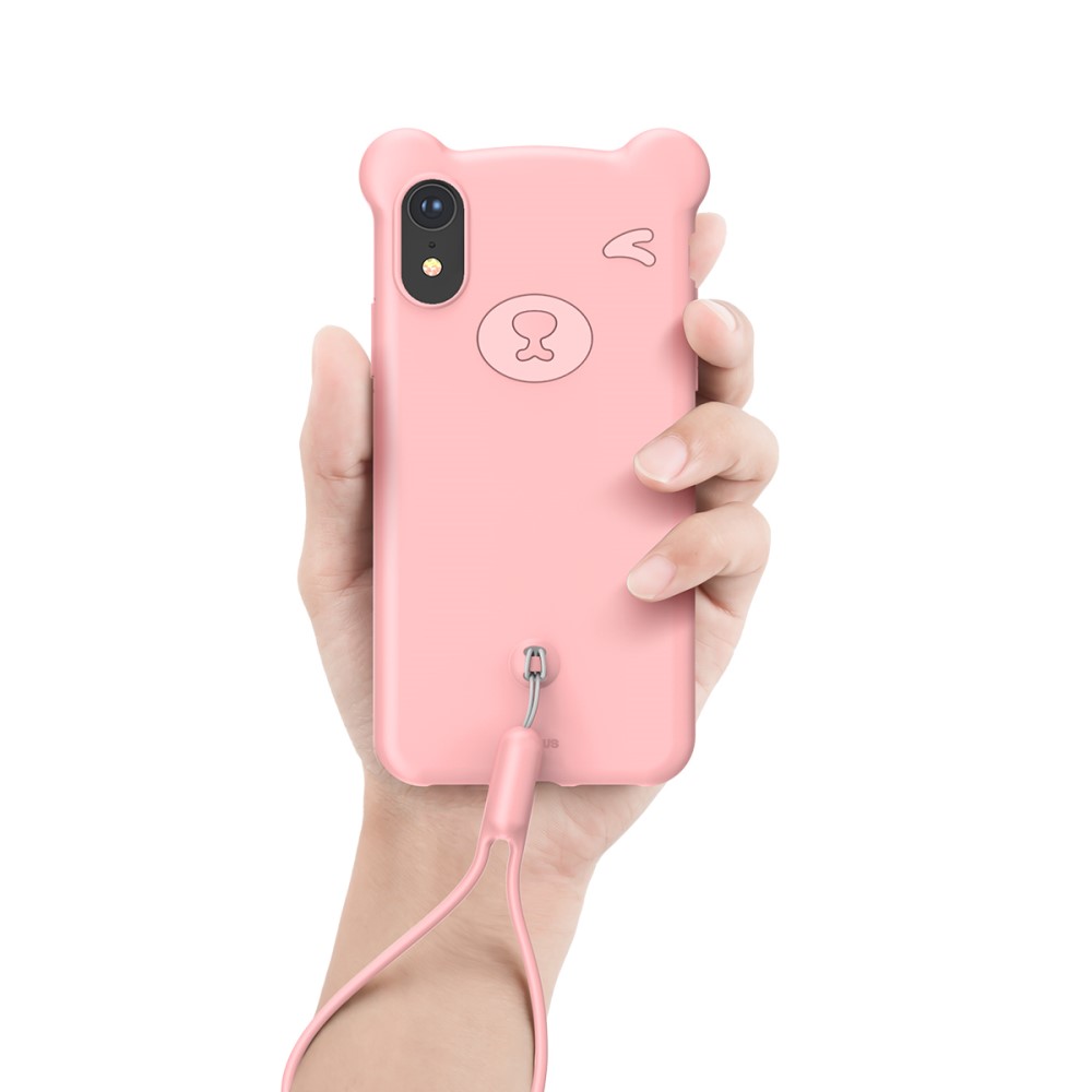 Husa iPhone XR 6.1'' Bear Silicone Roz Baseus thumb