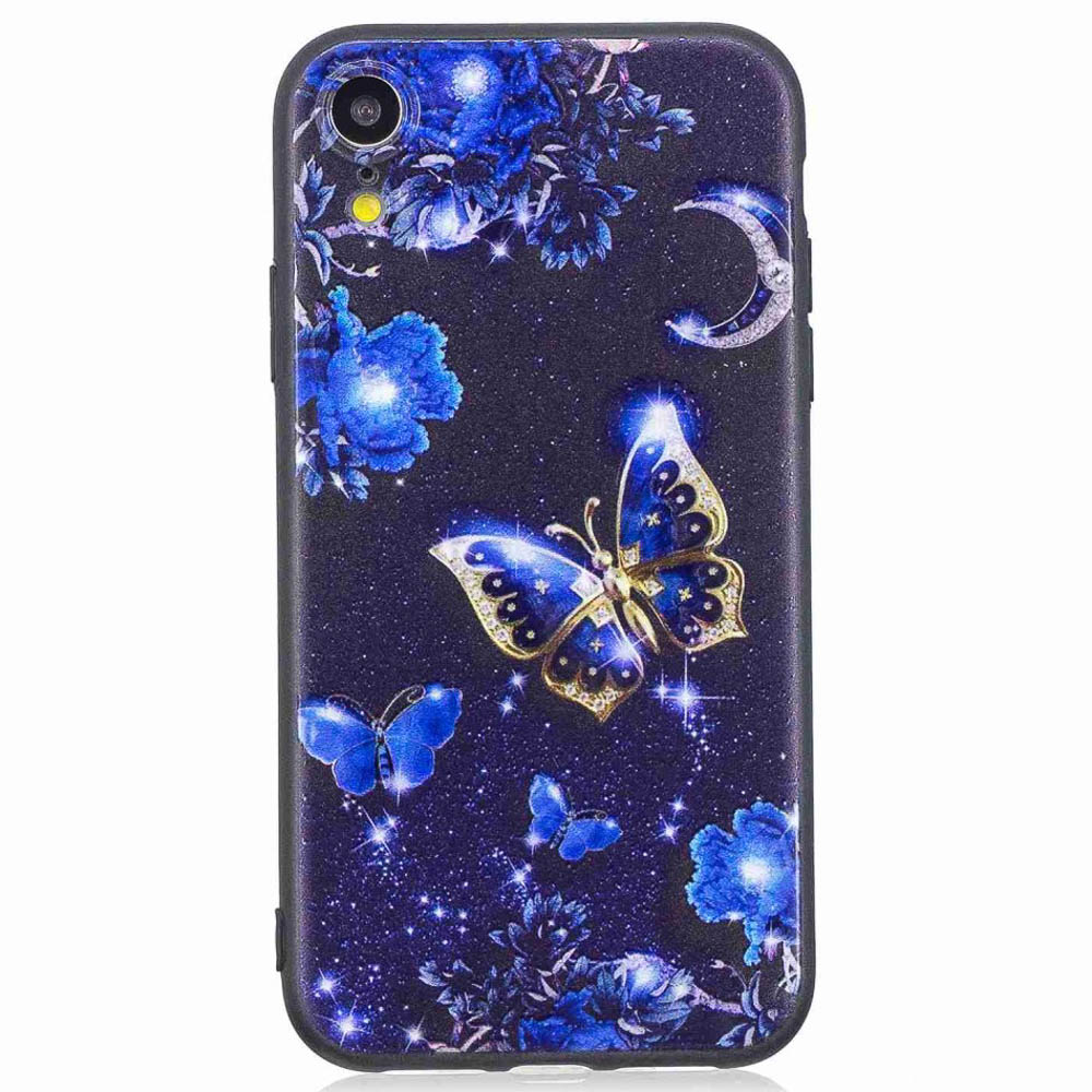 Husa iPhone XR 6.1'' Printing Embossed Blue Butterfly thumb