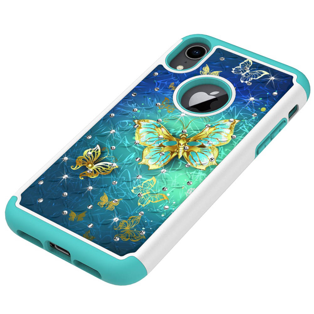 Husa iPhone XR 6.1'' Printing Rhinestone - Gold Butterfly thumb