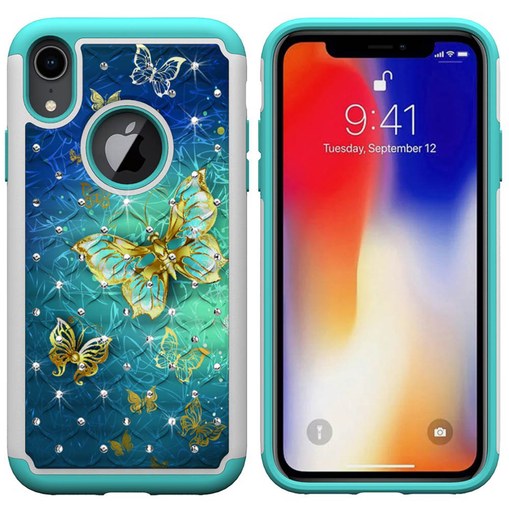 Husa iPhone XR 6.1'' Printing Rhinestone - Gold Butterfly thumb