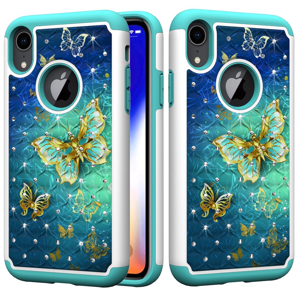 Husa iPhone XR 6.1'' Printing Rhinestone - Gold Butterfly thumb