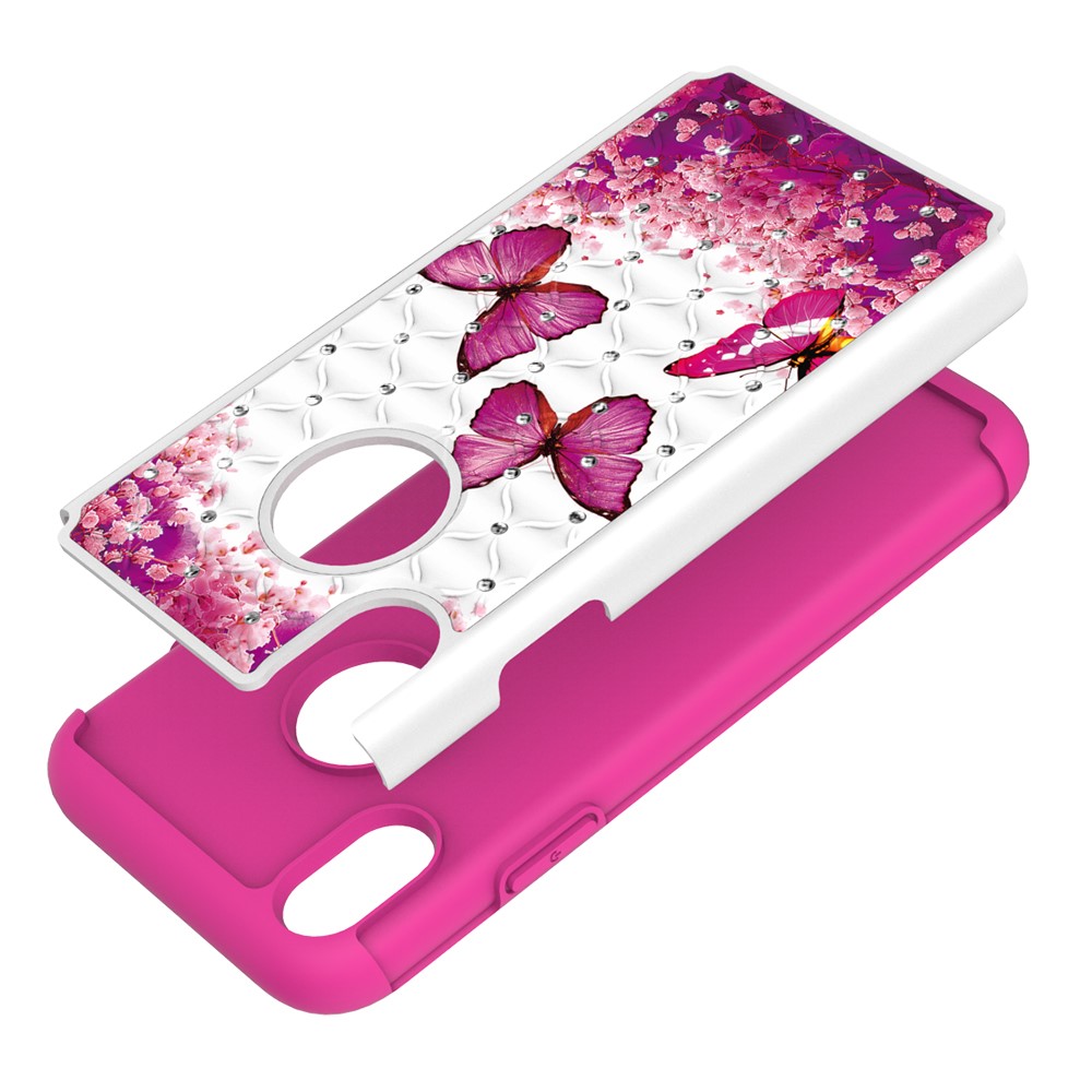 Husa iPhone XR 6.1'' Printing Rhinestone - Pink Butterfly thumb