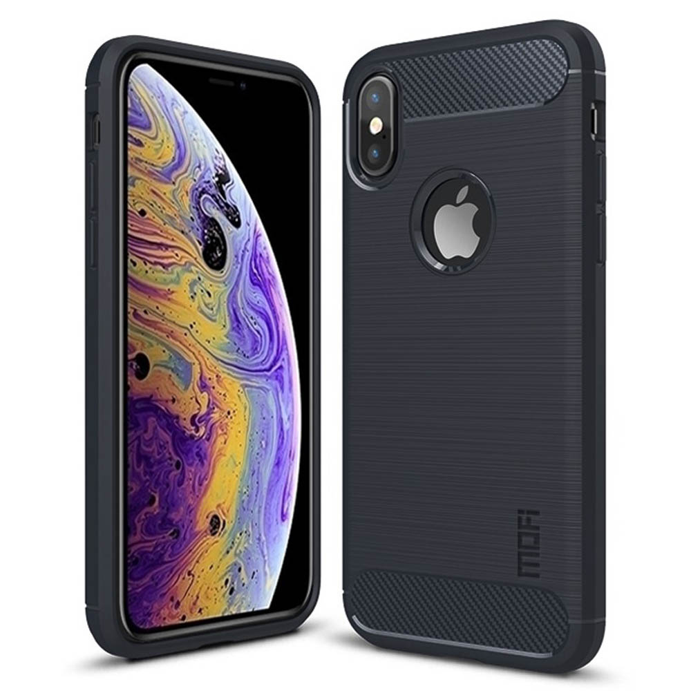 Husa iPhone XS 5.8'' Carbon Fiber Mofi, Albastra thumb