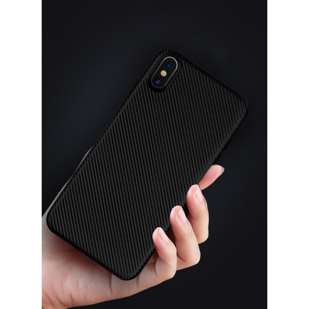 Husa iPhone XS Max 6.5'' Carbon Fiber Texture Neagra thumb