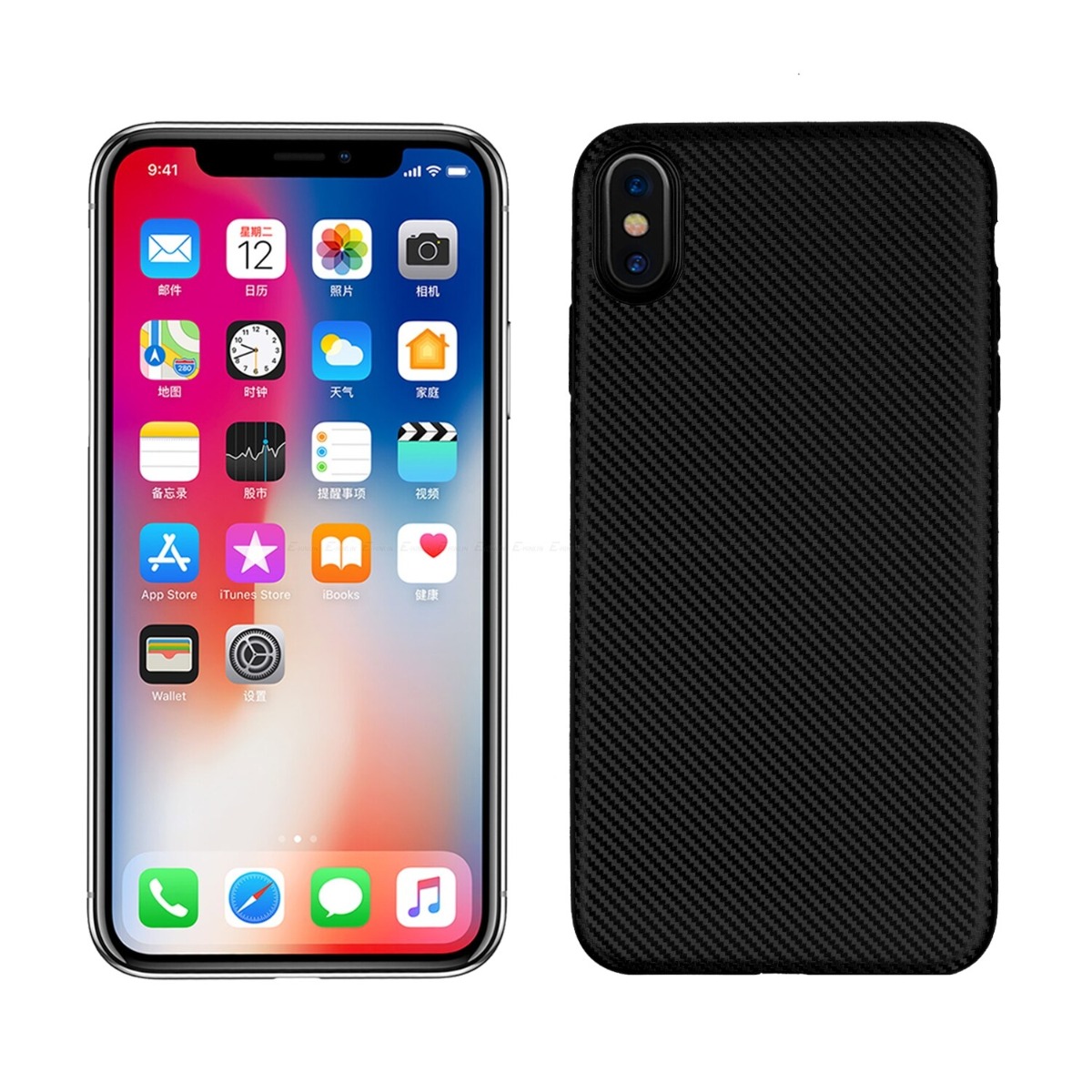 Husa iPhone XS Max 6.5'' Carbon Fiber Texture Neagra thumb