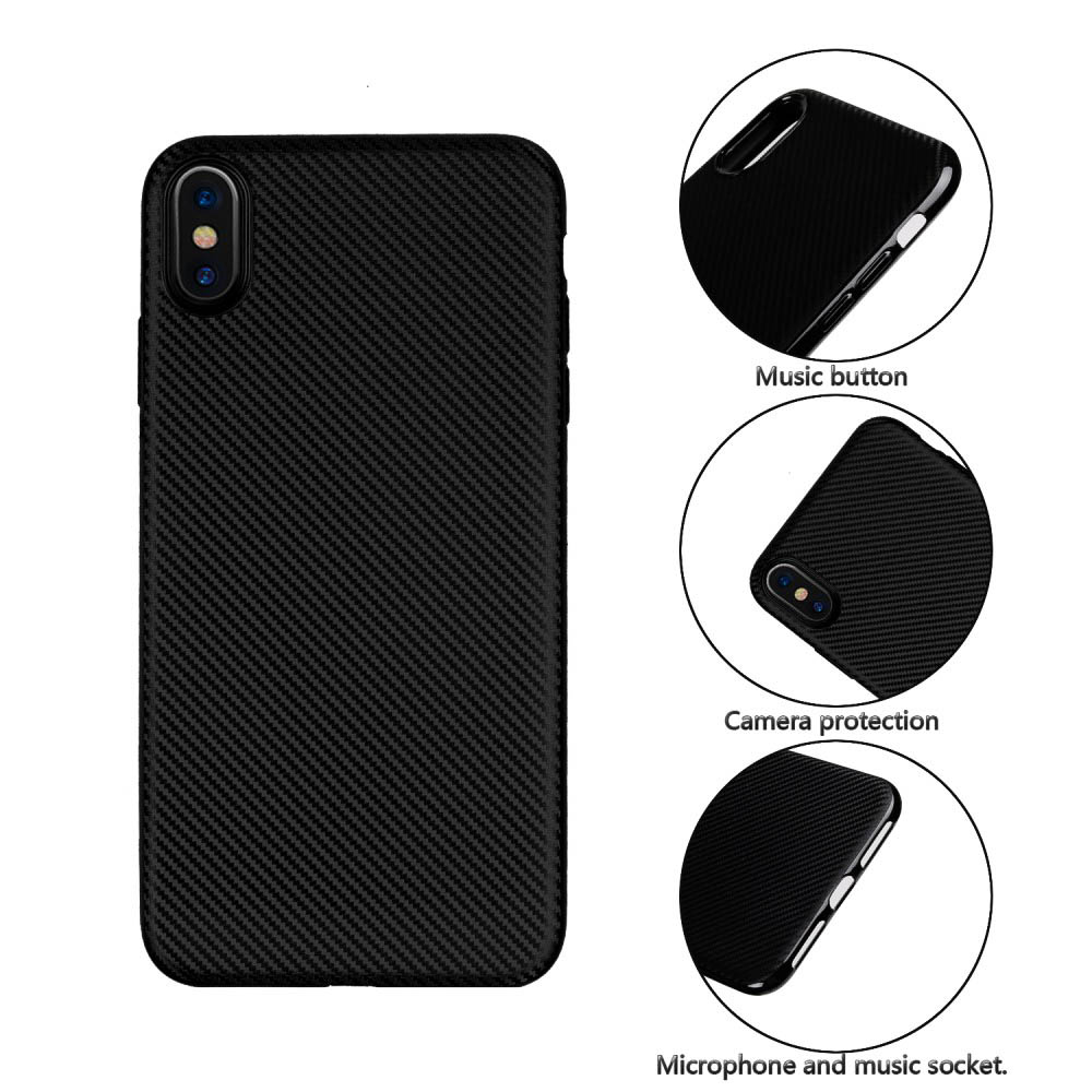 Husa iPhone XS Max 6.5'' Carbon Fiber Texture Neagra thumb