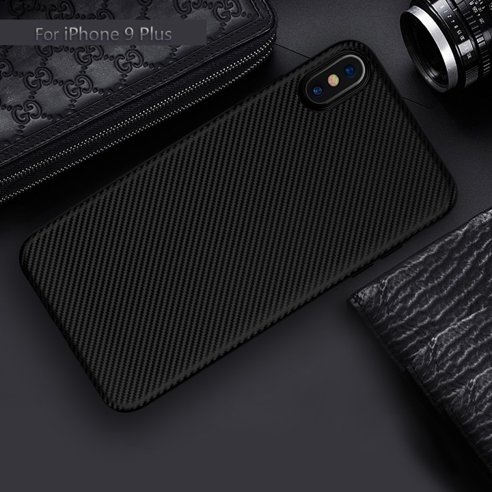 Husa iPhone XS Max 6.5'' Carbon Fiber Texture Neagra thumb