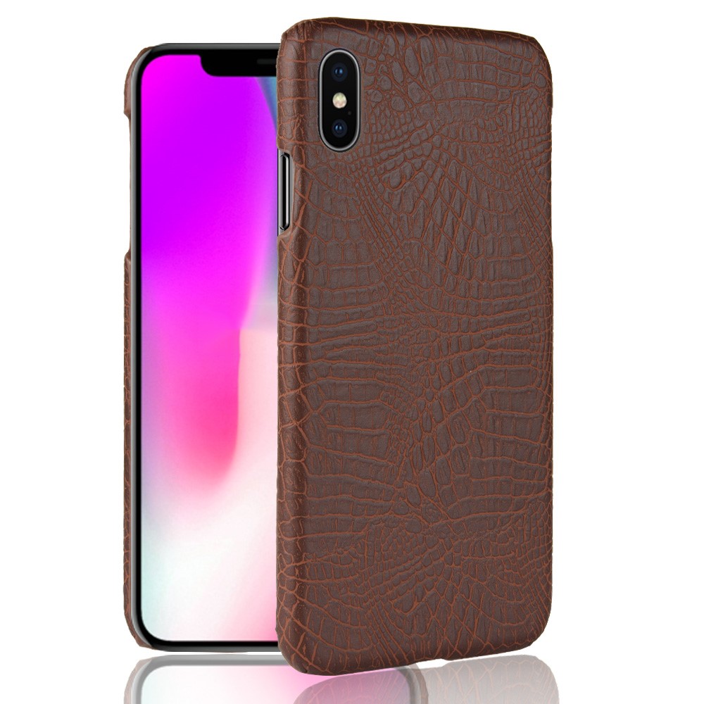 Husa iPhone XS Max 6.5'' Crocodile Texture Maro thumb