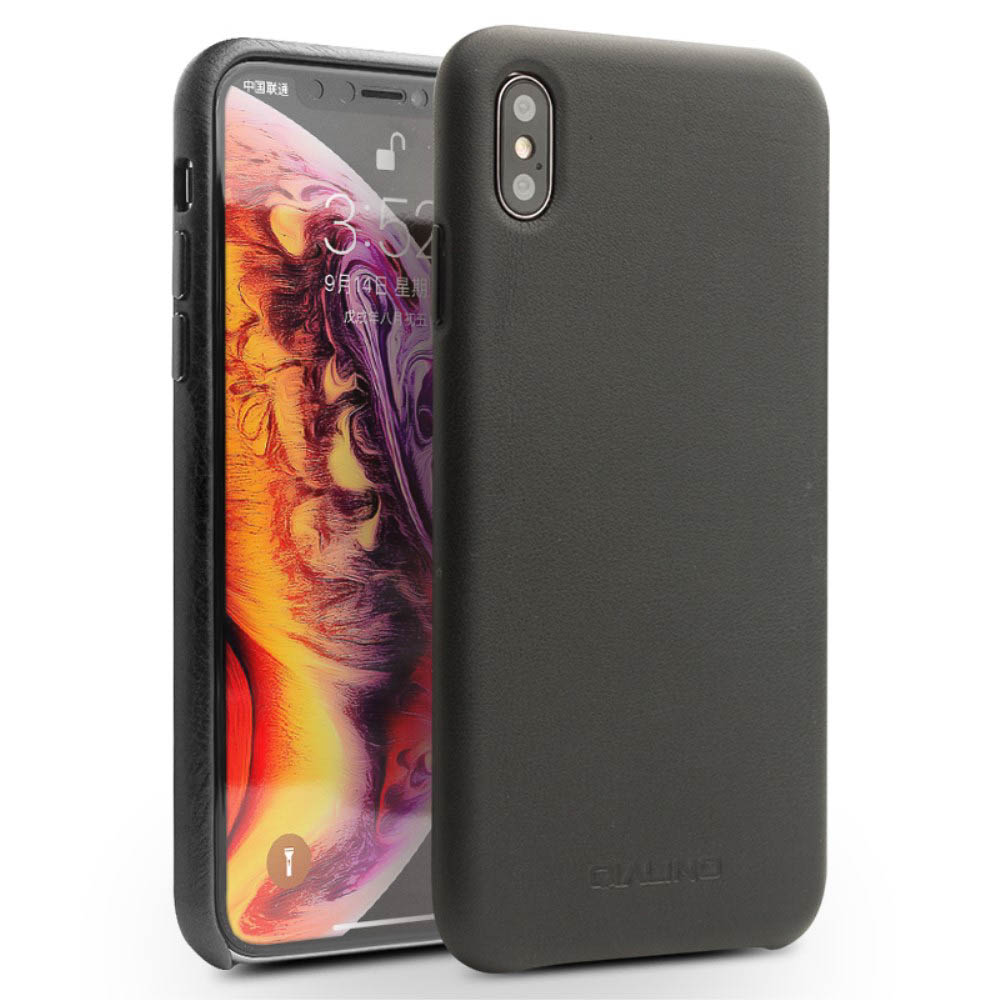 Husa iPhone XS Max 6.5'' Leather Back Case Qialino Neagra thumb