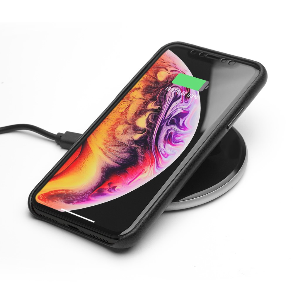 Husa iPhone XS Max 6.5'' Leather Back Case Qialino Neagra thumb