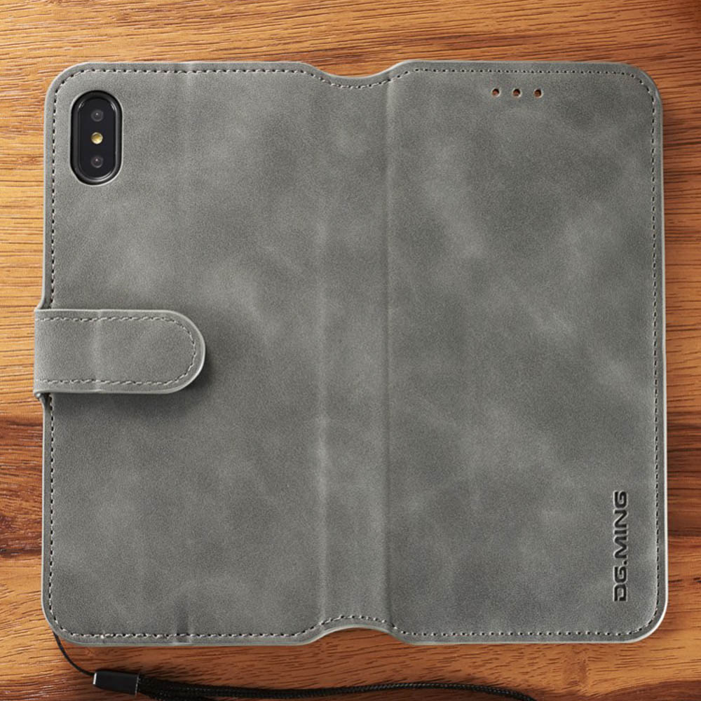 Husa iPhone XS Max 6.5'' Retro Style Leather, Dg. Ming  Gri thumb