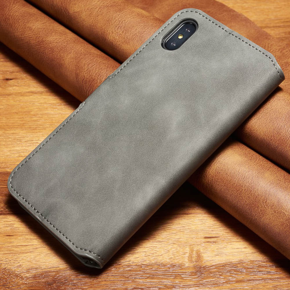 Husa iPhone XS Max 6.5'' Retro Style Leather, Dg. Ming  Gri thumb