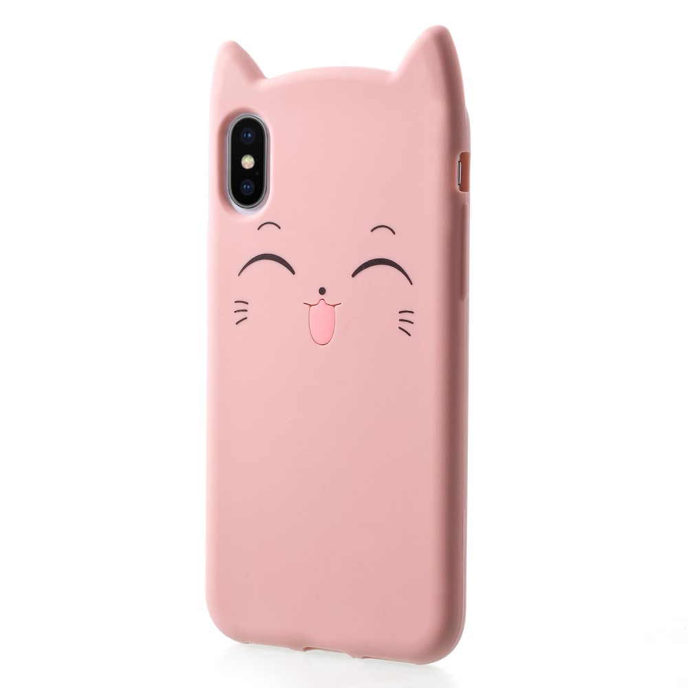 Husa iPhone X/XS 5.8'' Mustache Silicon 3D Roz thumb