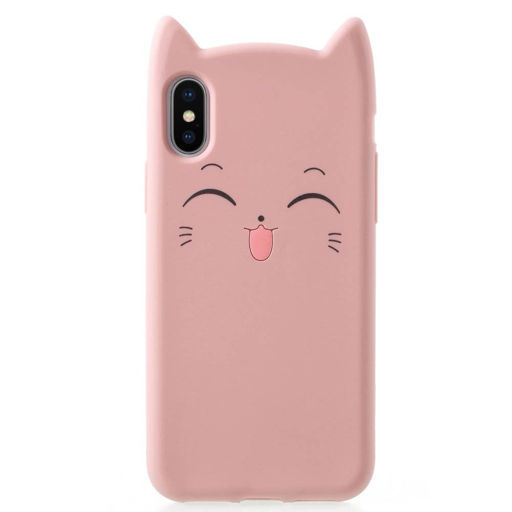 Husa iPhone X/XS 5.8'' Mustache Silicon 3D Roz thumb