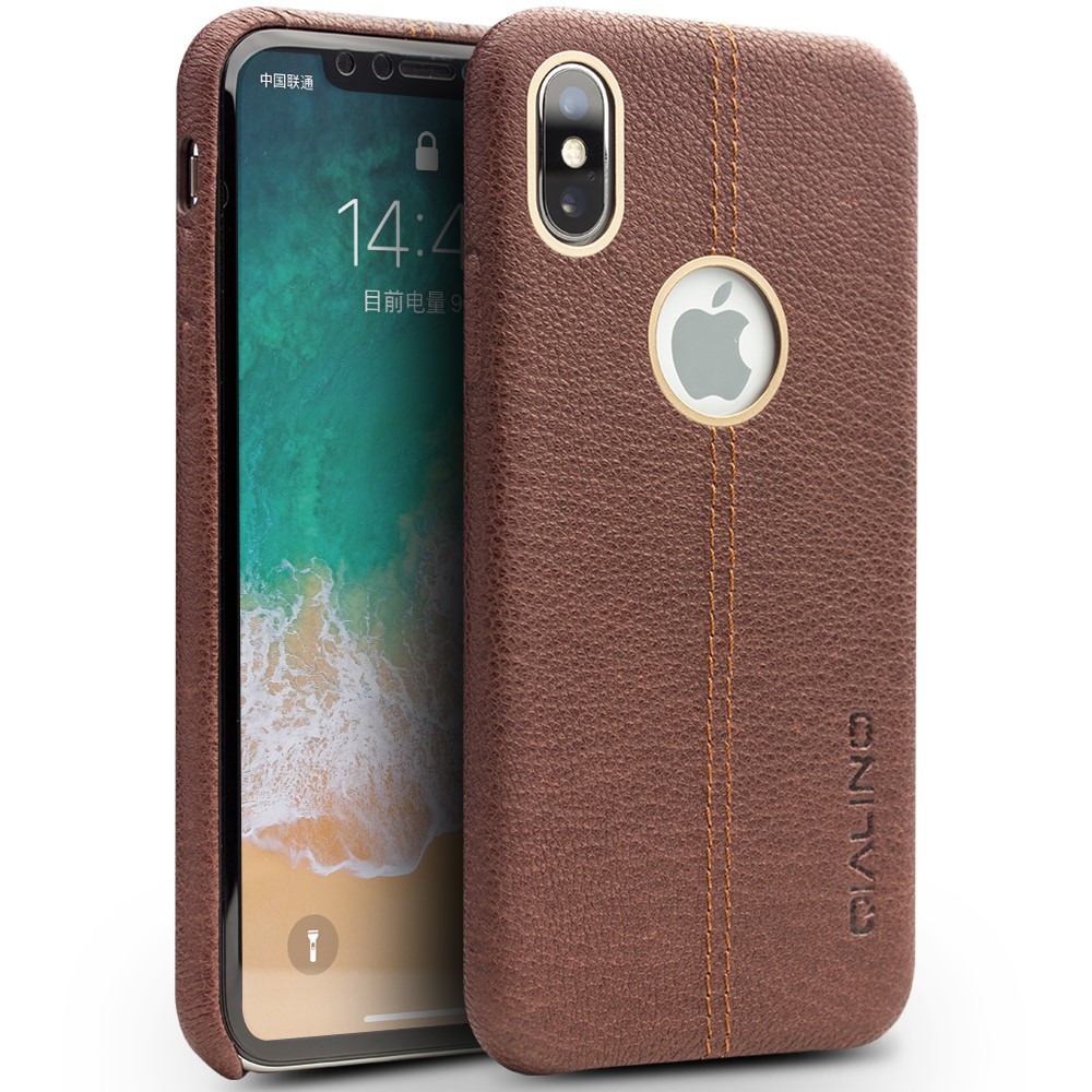 Husa iPhone X/Xs 5.8'' Qialino Leather Back Case Maro thumb