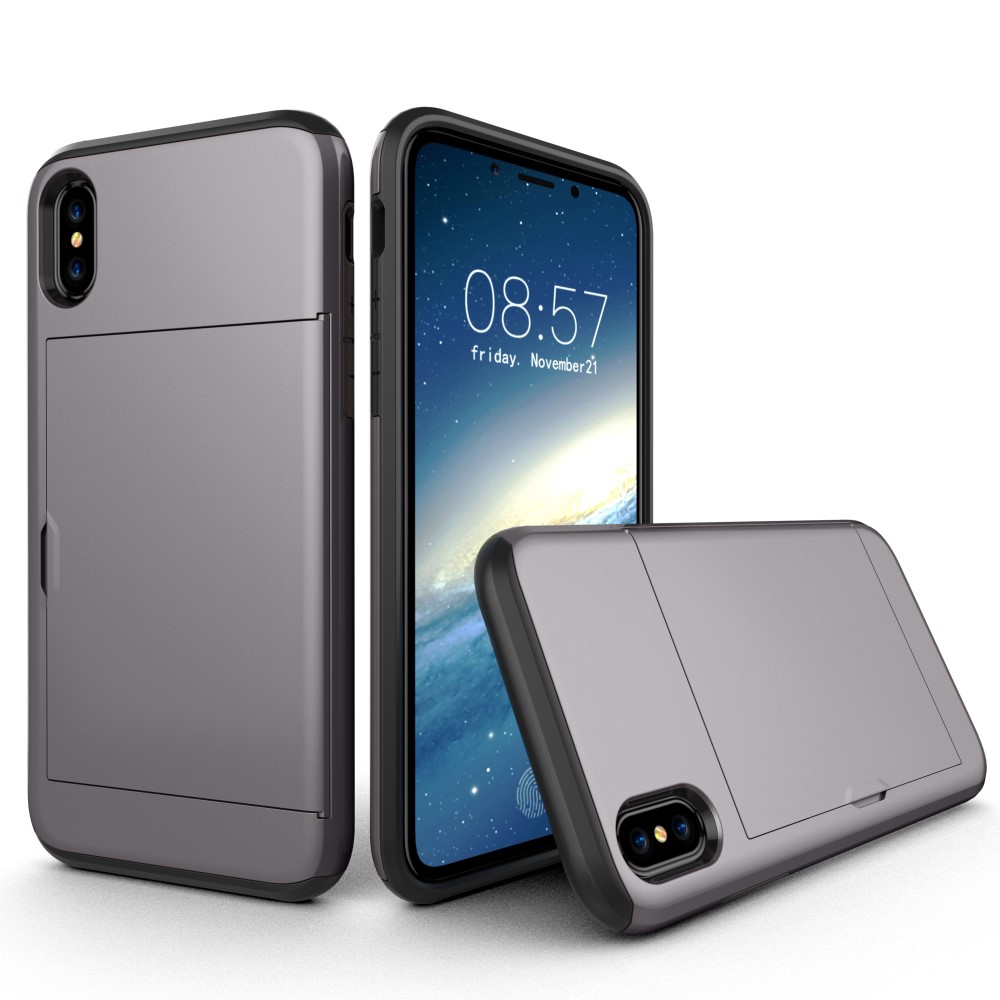 Husa iPhone X/Xs 5.8'' Sliding Card Holder Gri thumb