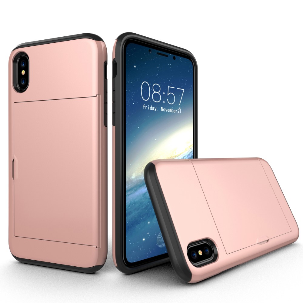 Husa iPhone X/Xs 5.8'' Sliding Card Holder Roz Gold thumb