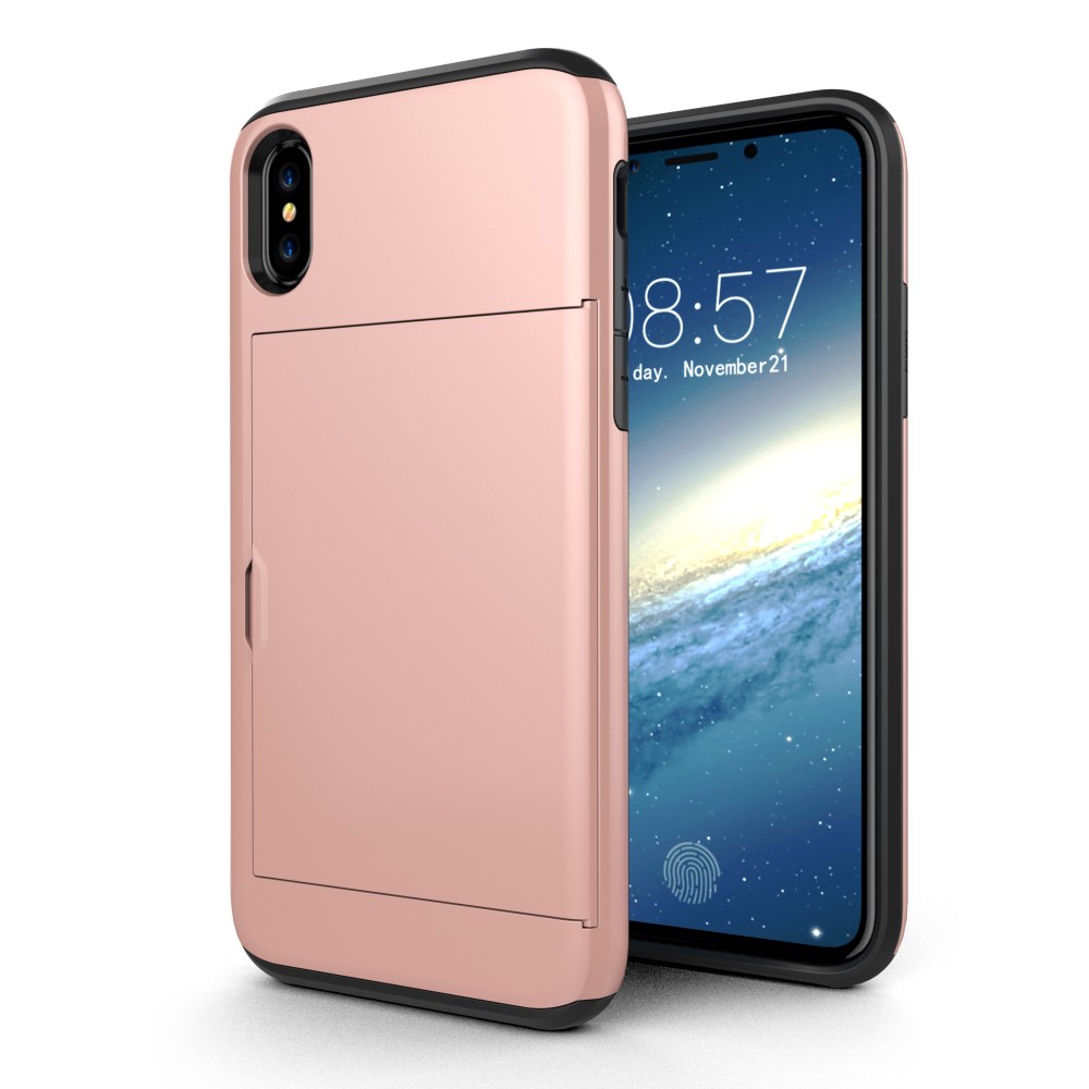 Husa iPhone X/Xs 5.8'' Sliding Card Holder Roz Gold thumb