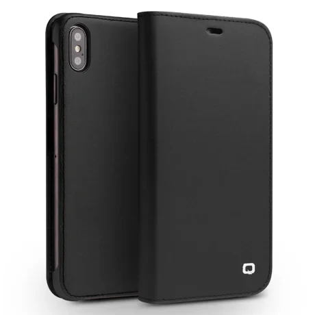 Husa piele iPhone XS Max 6.5&#039;&#039; Classic Negru Qialino