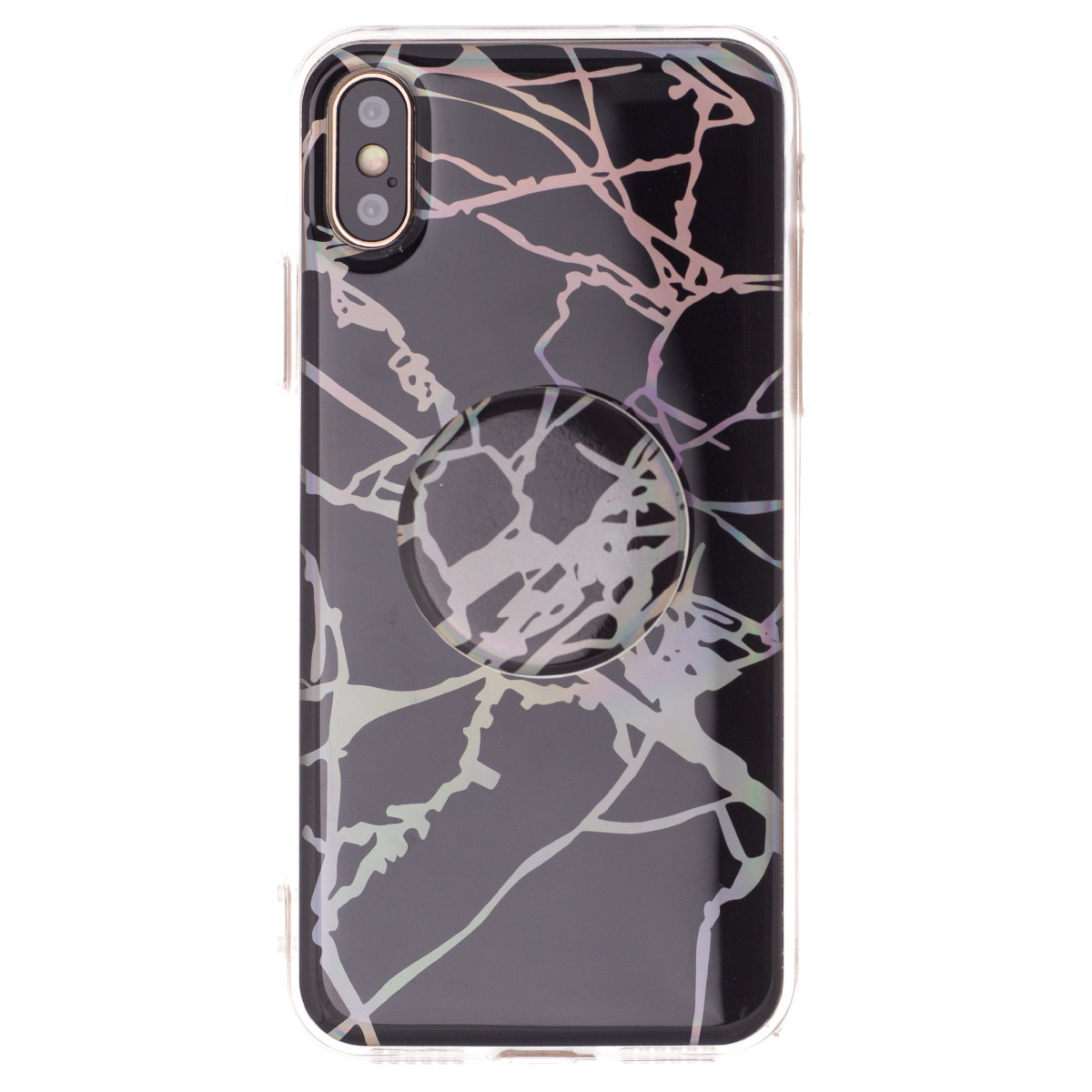 Husa Silicon cu suport, iPhone X/XS, Marble Neagra thumb