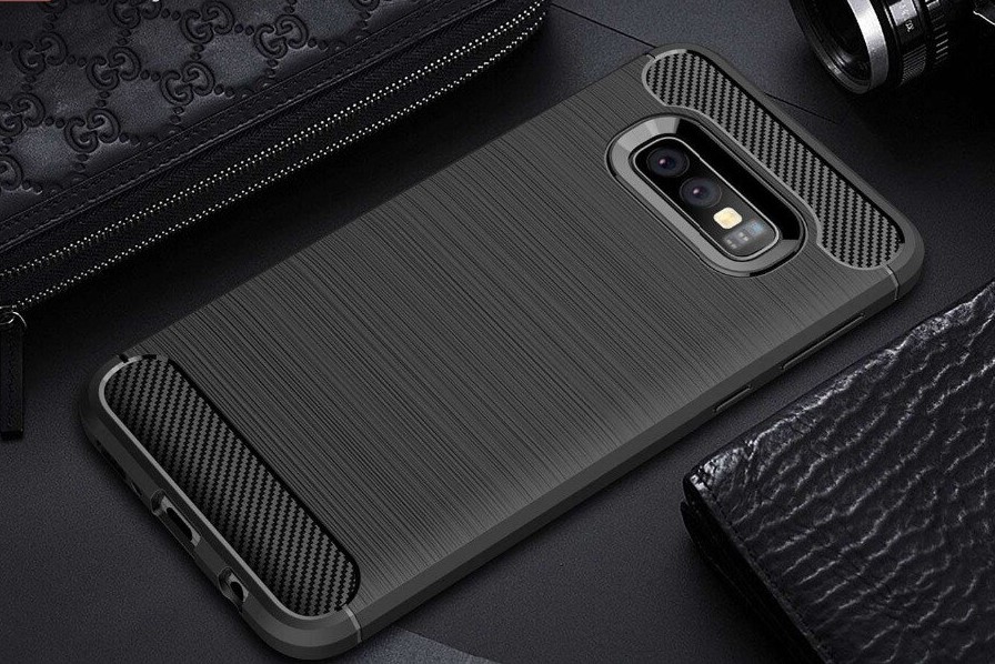 Husa Silicon Slim Samsung Galaxy S10 E, Negru Carbon  thumb