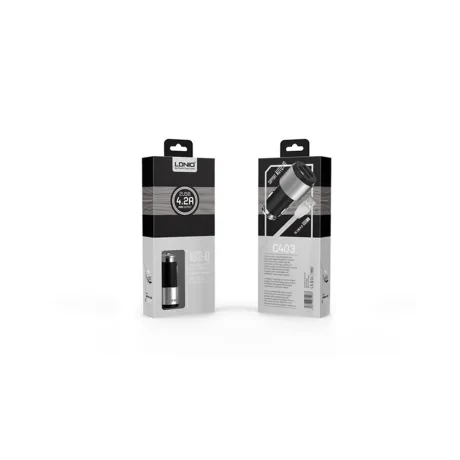 Incarcator auto 2X USB + Cablu lightning Ldnio C403 4.2A