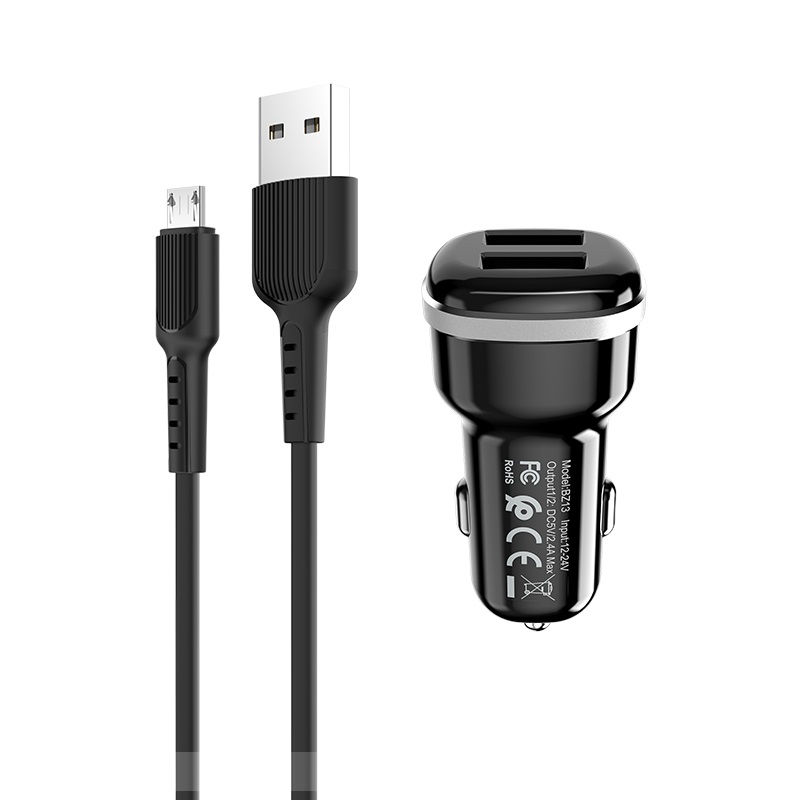 Incarcator auto Z13 + Cablu Micro USB Negru Borofone thumb