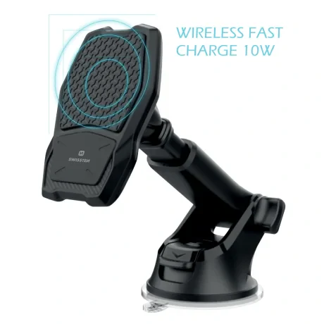 Kit Suport Auto+Incarcator Wireless Swissten S-GRIP WM1-HK2 10W Negru