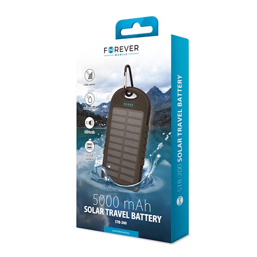 Power Bank Solar 5000 mAh STB-200, Negru thumb