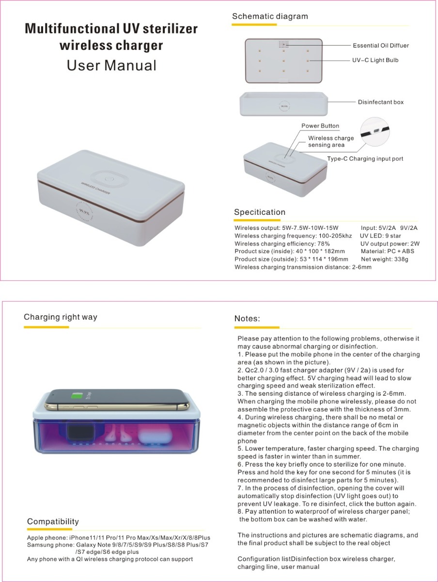 Sterilizator multifunctional cu incarcator wireless thumb