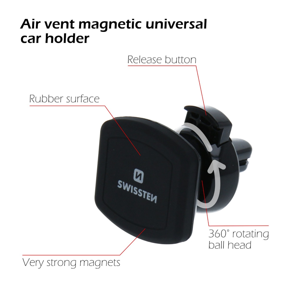 Suport Auto Swissten S-GRIP AV-M3 Air Vent Negru thumb